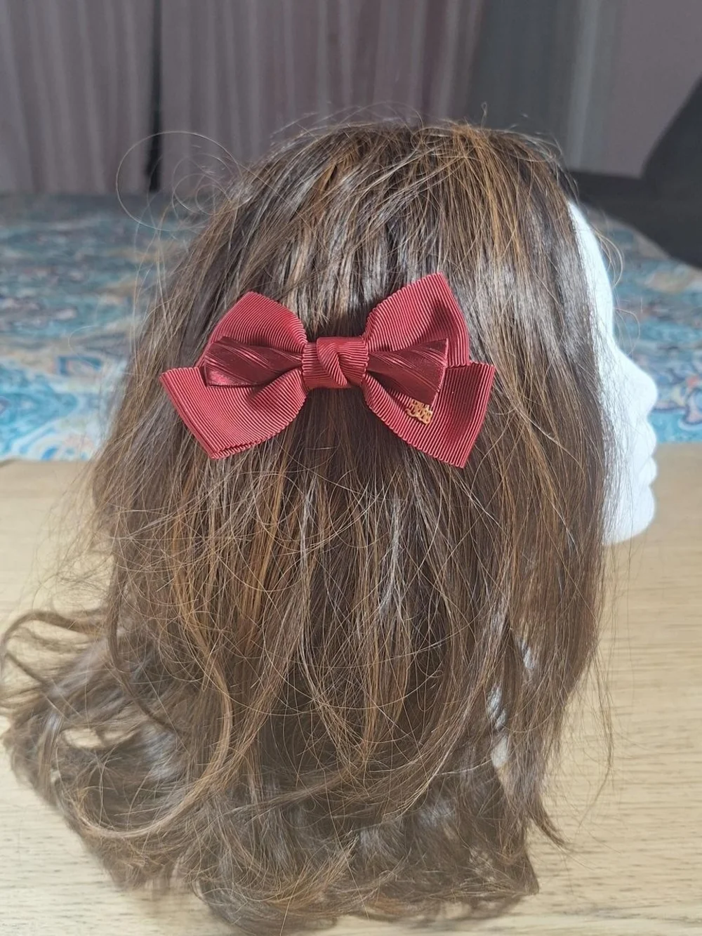 Innocent World Burgundy Layered Hair Bow Clip | Classic Lolita